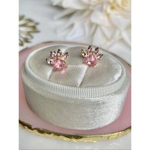 14kt Gold plated  Pink Paw Earrings ~ Cat Paw Earrings ~  Dog Paw Earrings ~ BOX